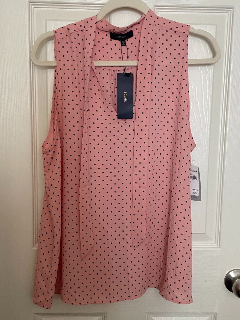 Eclair Blush/Navy Polka Dot Sleeveless Top-NWT